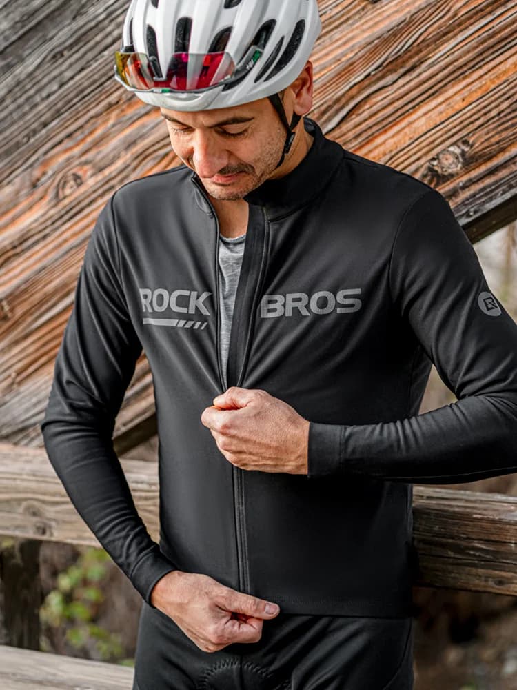 Jaket Berbasikal Musim Sejuk Lengan Panjang Fleece Termal