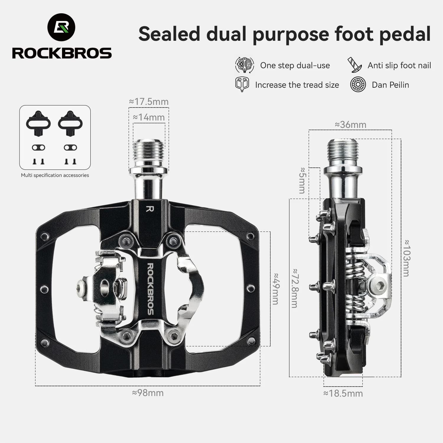 Pedal Aluminium Alloy Ultraringan Dua Fungsi Auto-Lock